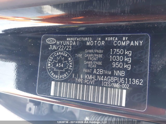 KMHLN4AG8PU611362 Hyundai Elantra Luxury Ivt