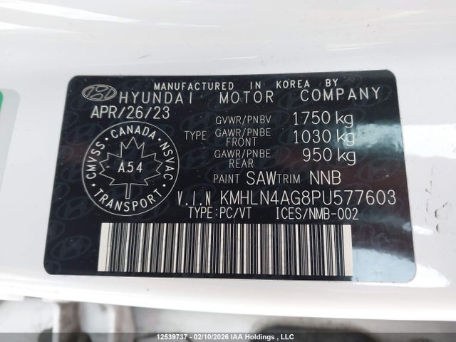 12539737 :رقم المزاد ، KMHLN4AG8PU577603 vin ، 2023 Hyundai Elantra Sel مزاد بيع