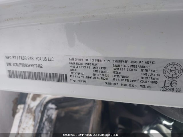Продаж на аукціоні авто 2023 Ram Promaster 2500 2500 High, vin: 3C6LRVDG5PE577462, номер лоту: 12539749
