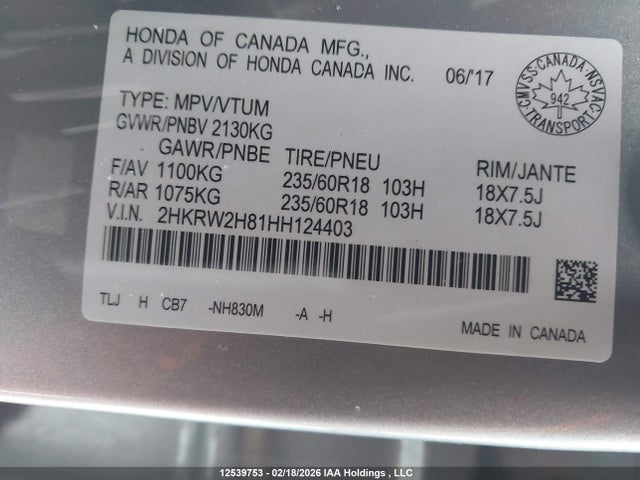 2HKRW2H81HH124403 Honda CR-V