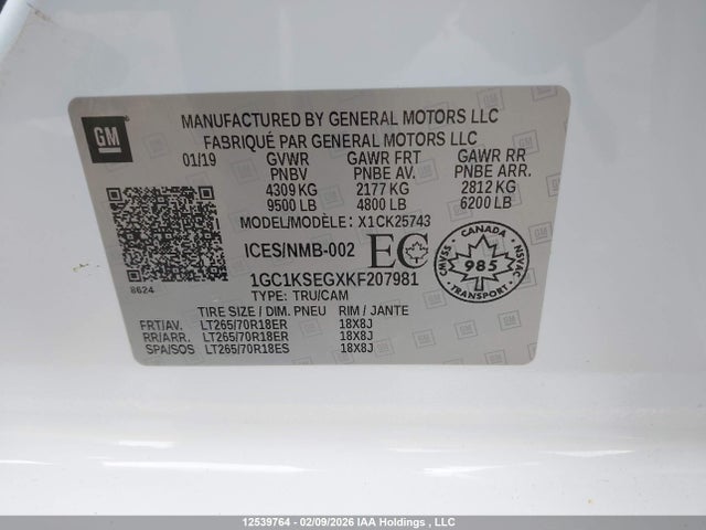 1GC1KSEGXKF207981 Chevrolet Silverado K2500 Heavy Duty Lt