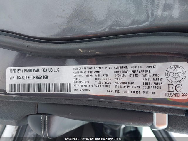 1C4RJKBG9R8551469 Jeep Grand Cherokee L Limited