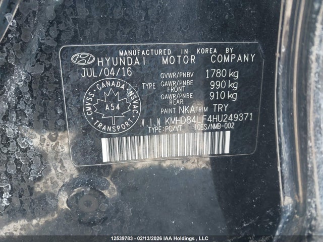 KMHD84LF4HU249371 Hyundai ELANTRA GL