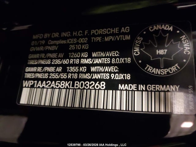 WP1AA2A58KLB03268 Porsche Macan