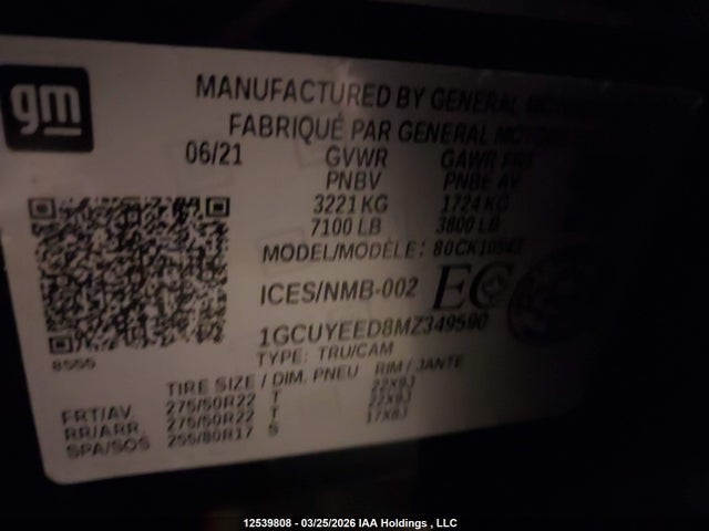 1GCUYEED8MZ349590 Chevrolet Silverado K1500 Rst