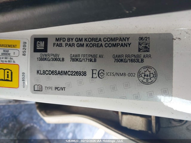 KL8CD6SA6MC226938 Chevrolet Spark 1lt Cvt