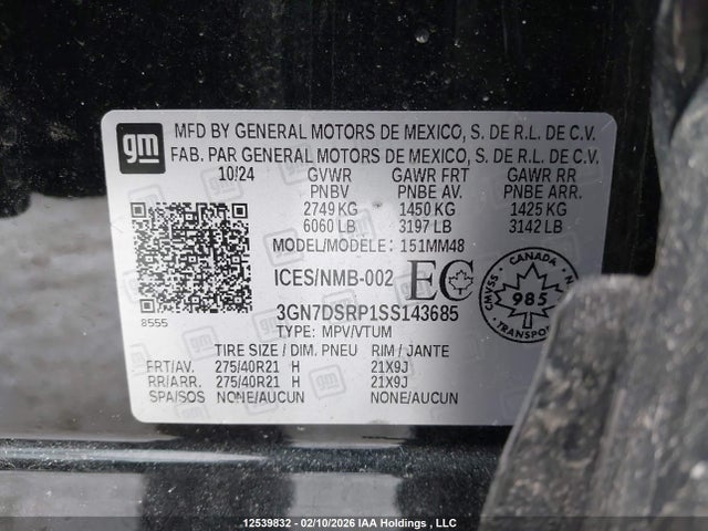 3GN7DSRP1SS143685 Chevrolet Equinox Ev Rs