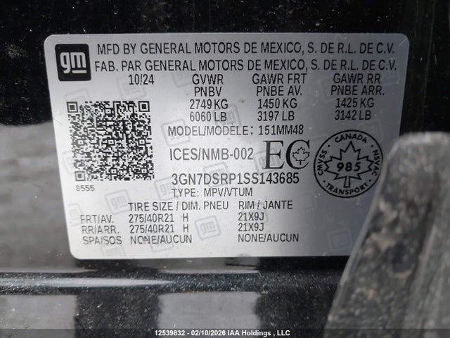 3GN7DSRP1SS143685 Chevrolet Equinox Ev Rs