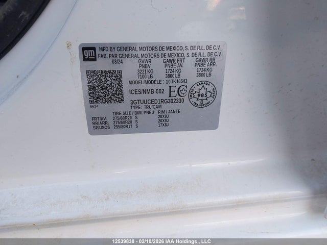 3GTUUCED1RG302330 GMC Sierra K1500 Elevation