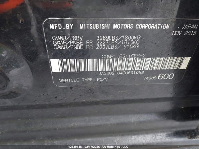 Mitsubishi LANCER ES 2016 JA32U2FU4GU601058 Image 19