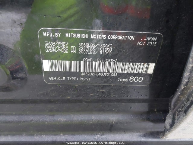 Mitsubishi LANCER ES 2016 JA32U2FU4GU601058 Image 9