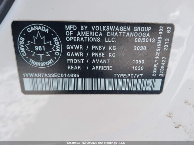 1VWAH7A33EC014685 Volkswagen PASSAT S