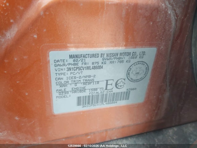 3N1CP5CV1ML486004 Nissan KICKS SV