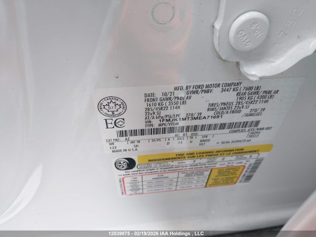 1FMJK1MT3MEA71691 Ford Expedition Max Platinum
