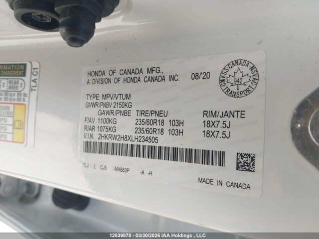 2HKRW2H8XLH234505 Honda CR-V