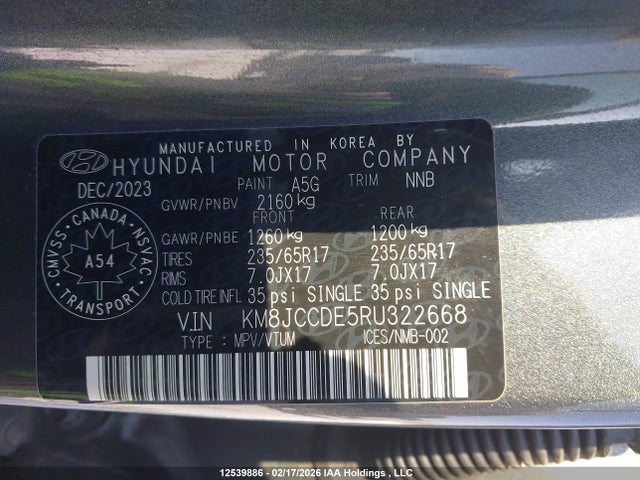 KM8JCCDE5RU322668 Hyundai Tucson Trend Awd