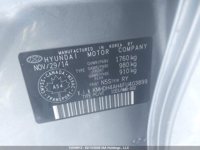 KMHDH4AH4FU403899 Hyundai Elantra Se/sport/limited