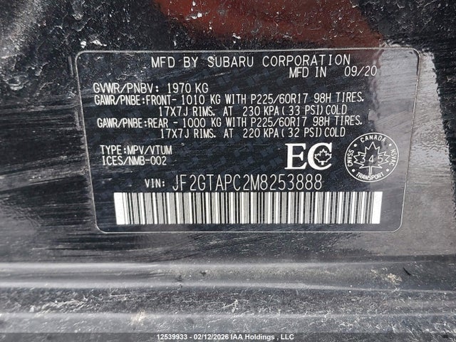 Subaru Crosstrek Touring 2021 JF2GTAPC2M8253888 Image 9