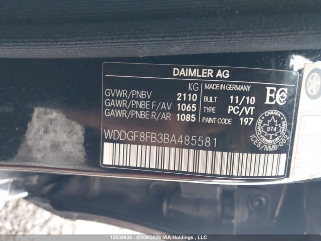 2011 Mercedes-benz C 250 4matic მანქანა იყიდება აუქციონზე, vin: WDDGF8FB3BA485581, აუქციონის ნომერი: 12539938