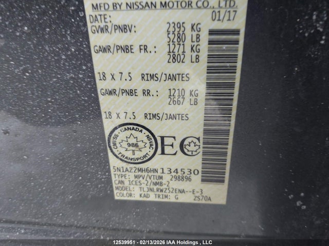 5N1AZ2MH6HN134530 Nissan Murano