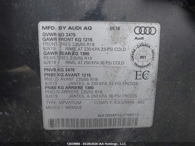 WA1BNAFY4J2188213 Audi Q5