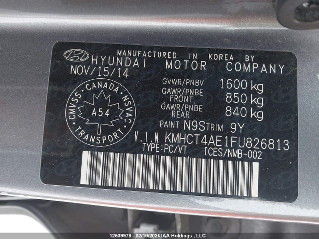 KMHCT4AE1FU826813 Hyundai ACCENT GL