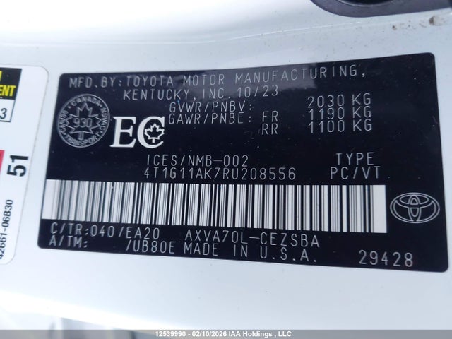 4T1G11AK7RU208556 Toyota Camry Se Night Shade/se