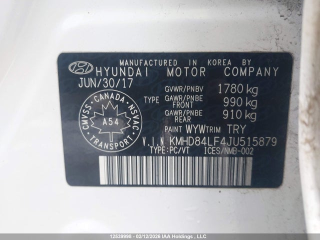 KMHD84LF4JU515879 Hyundai ELANTRA GL