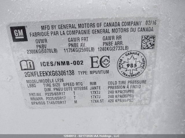 2GNFLEEKXG6306138 Chevrolet EQUINOX LS