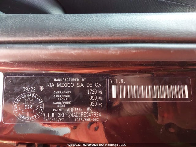 3KPF24AD1PE547924 KIA Forte