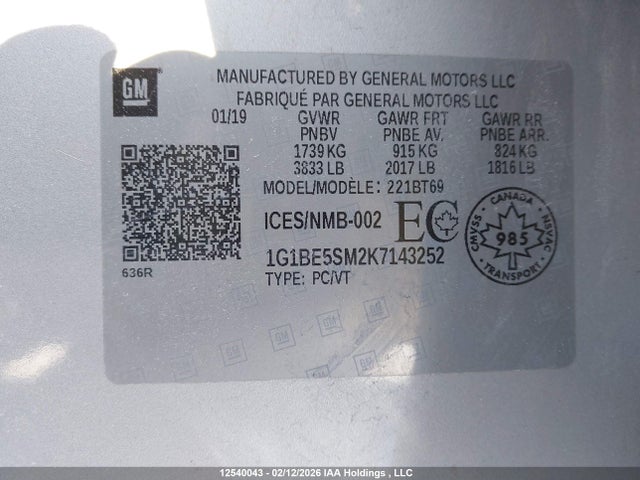 Chevrolet Cruze 2019 1G1BE5SM2K7143252 Image 19