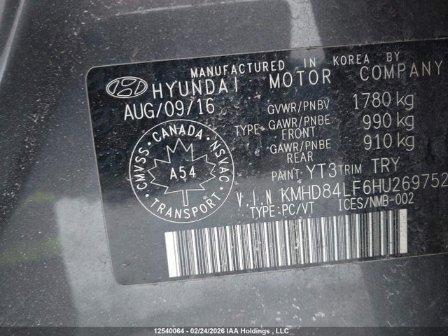 KMHD84LF6HU269752 Hyundai Elantra Gls