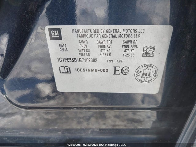 1G1PE5SB1G7102302 Chevrolet Cruze