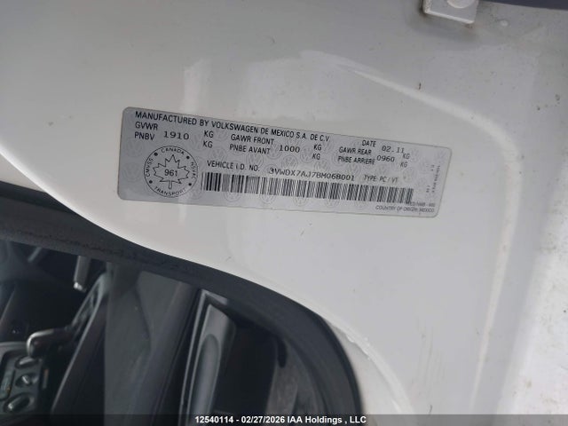 Aukcja sprzedaży 2011 Volkswagen Jetta Se, vin: 3VWDX7AJ7BM068001, numer aukcji: 12540114