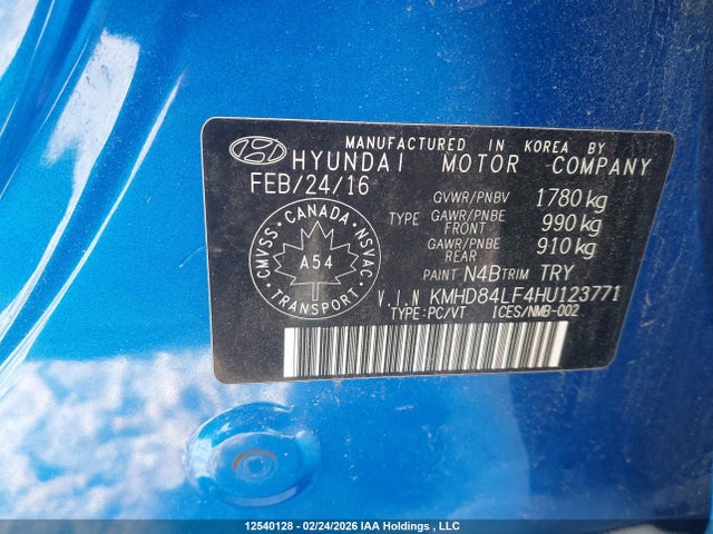 12540128 :رقم المزاد ، KMHD84LF4HU123771 vin ، 2017 Hyundai Elantra Se/value/limited مزاد بيع