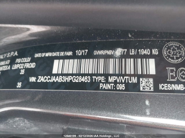 ZACCJAAB3HPG28463 Jeep Renegade Sport