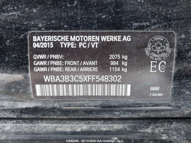 BMW 328i Xdrive 2015 WBA3B3C5XFF548302 Image 9