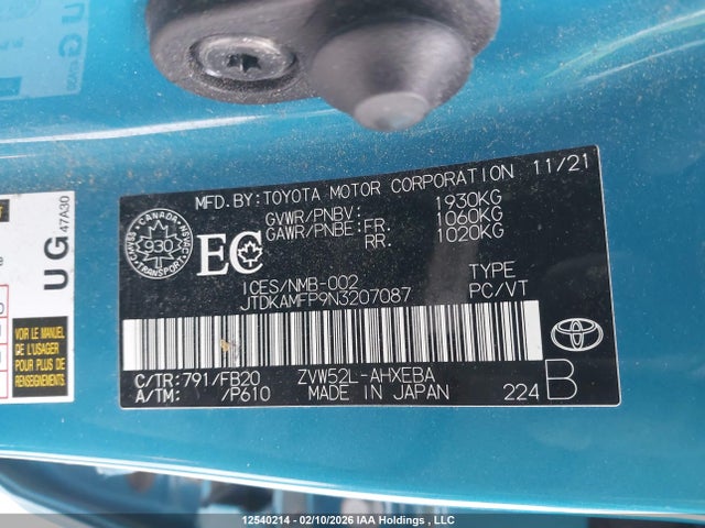 Toyota PRIUS PRIME 2022 JTDKAMFP9N3207087 Image 19