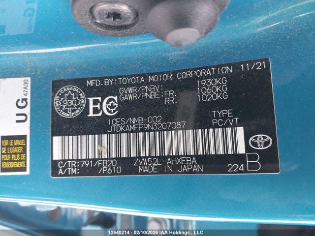Toyota PRIUS PRIME 2022 JTDKAMFP9N3207087 Image 9