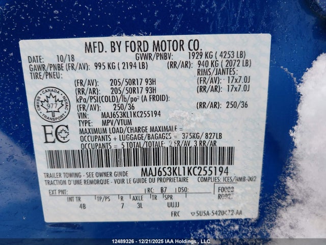 Ford Ecosport Titanium 2019 MAJ6S3KL1KC255194 Image 9