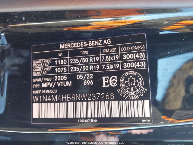 W1N4M4HB8NW237268 Mercedes-Benz Glb 250 4matic