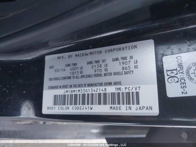 Mazda 3 TOURING 2016 JM1BM1M33G1342148 Image 9