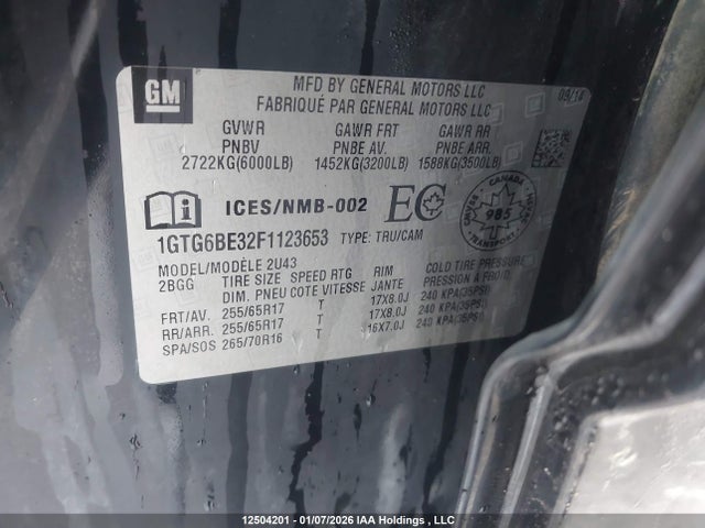 1GTG6BE32F1123653 GMC Canyon