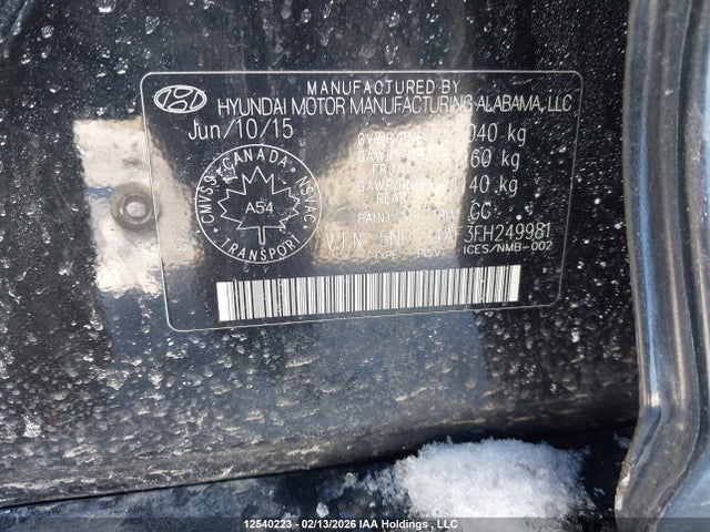 5NPE24AF3FH249981 Hyundai SONATA GLS