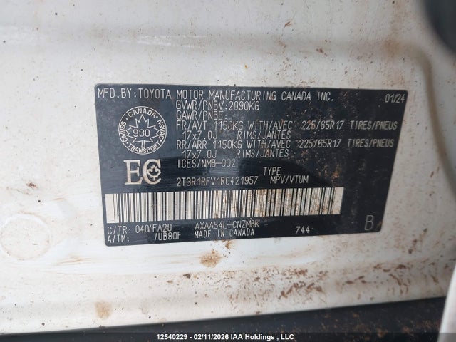2T3R1RFV1RC421957 Toyota Rav4 Xle