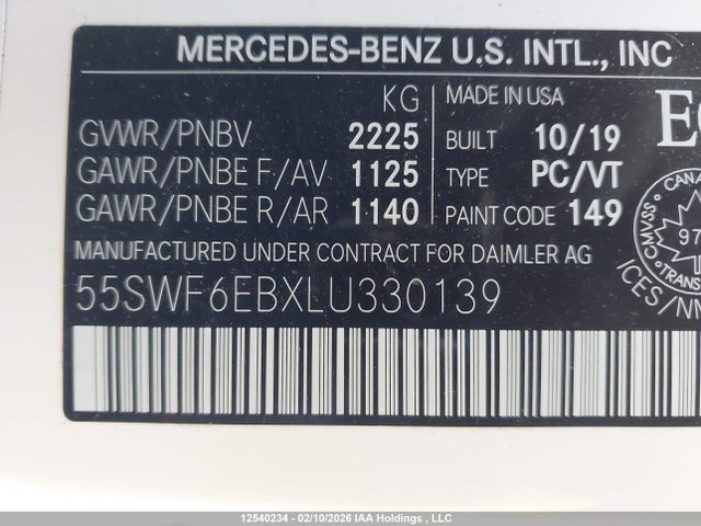 55SWF6EBXLU330139 Mercedes-Benz C 43 Amg