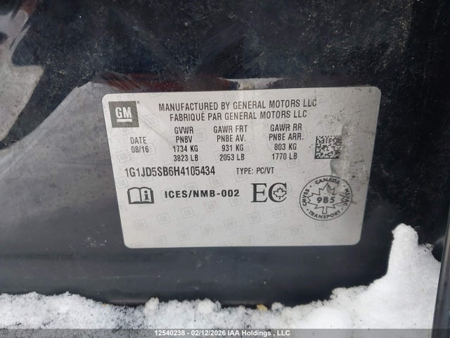 1G1JD5SB6H4105434 Chevrolet SONIC LT