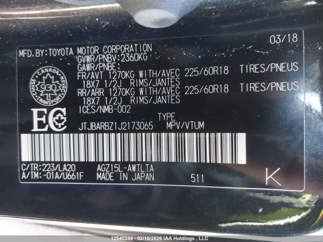 JTJBARBZ1J2173065 Lexus Nx Nx 300