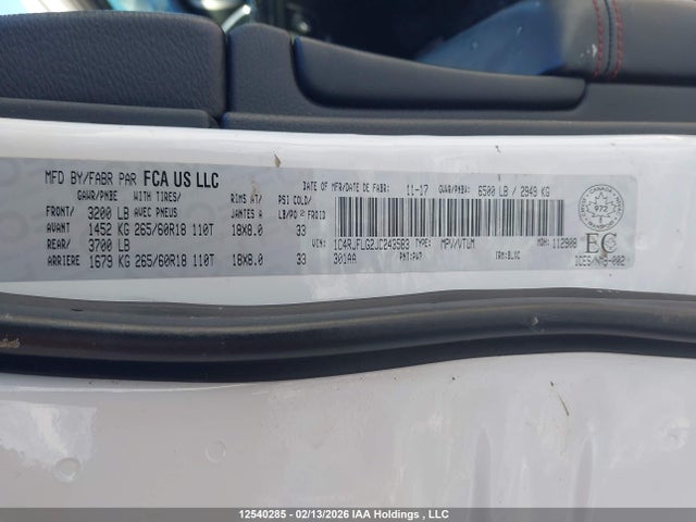 1C4RJFLG2JC243583 Jeep Grand Cherokee Trailhawk