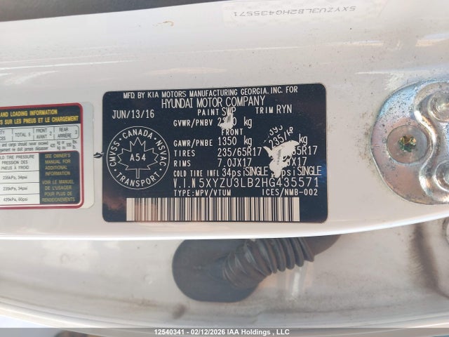 5XYZU3LB2HG435571 Hyundai SANTA FE SPORT
